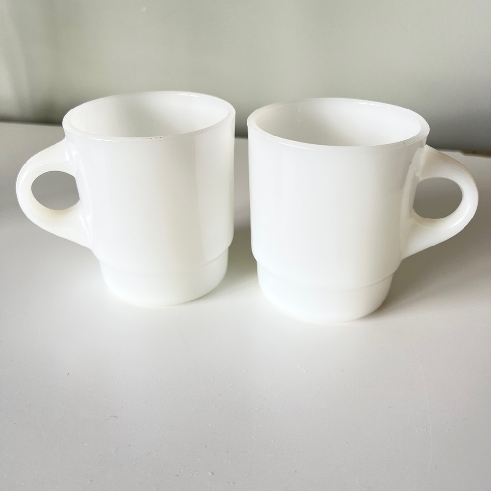 Vintage Fire King White Milk Glass Mug Anchor Hocking Set